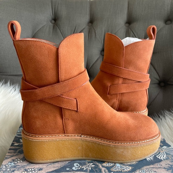 Ulla Johnson Lennox Ankle Buckle Boots in Terracotta Suede EU37 US7 - Picture 6 of 16